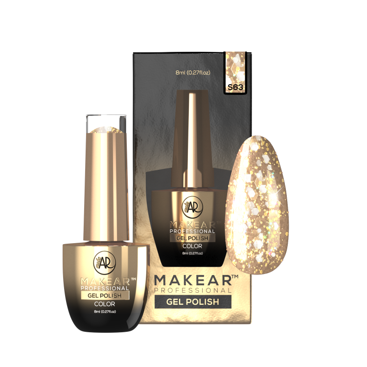 Lakier hybrydowy S63 Gold Star Makear 8ml-6966