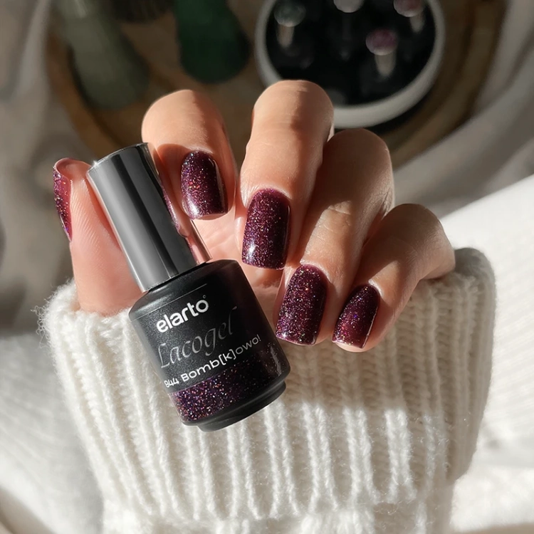 brokatowy lakier hybrydowy bordo