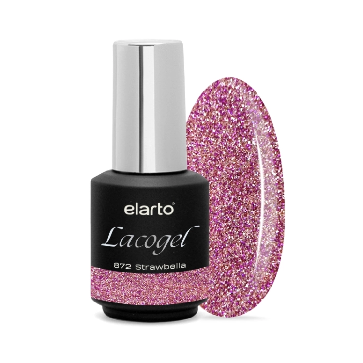 różowy lakier hybrydowy z drobinkami