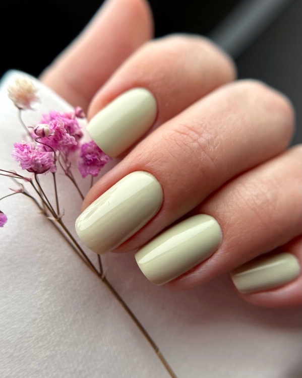 delikatny zielony lakier hybrydowy