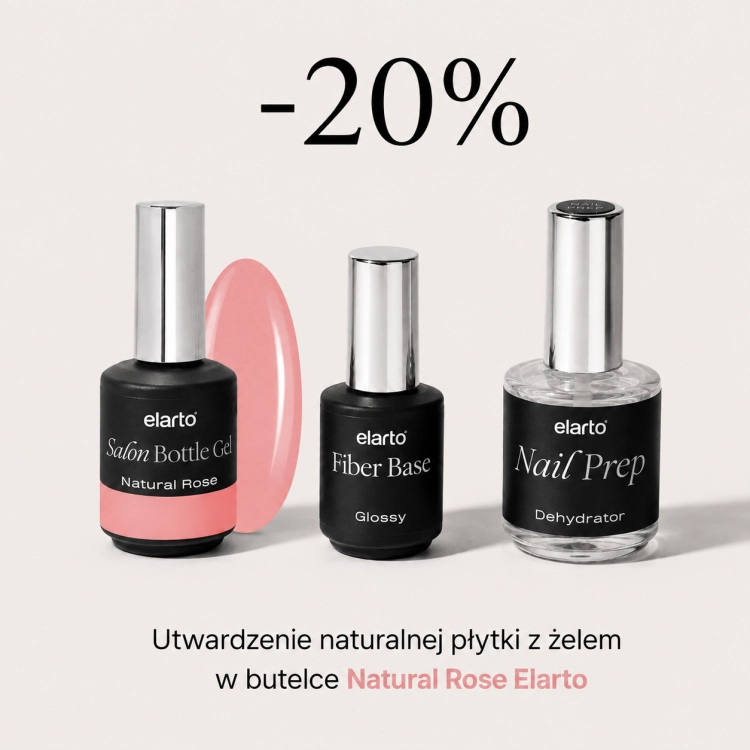 Utwardzenie naturalnej płytki z żelem w butelce Natural Rose Elarto