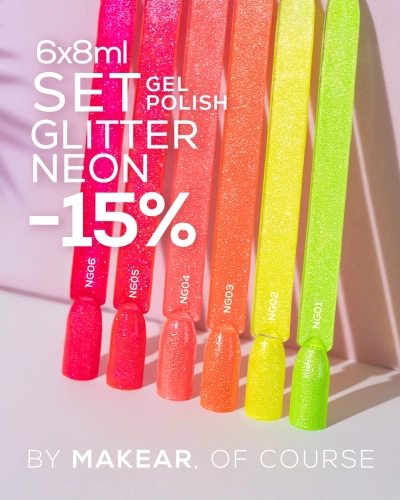 Zestaw 6 lakierów Glitter Neon 6x8ml