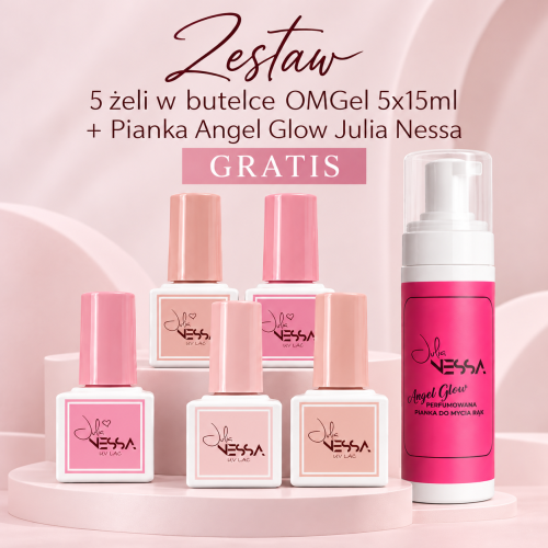 Obraz ChatGPT 28 wrz 2026, 10_13_48.pngZestaw 5 żeli w butelce OMGel 5x15ml + Pianka Angel Glow Julia Nessa