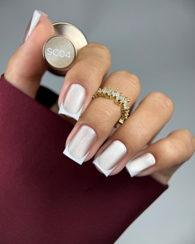 Silky cat eye szampański cat eye Makear srebrny lakier hybrydowy