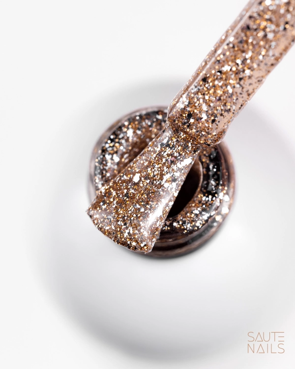 lakier hybrydowy złoty saute nails