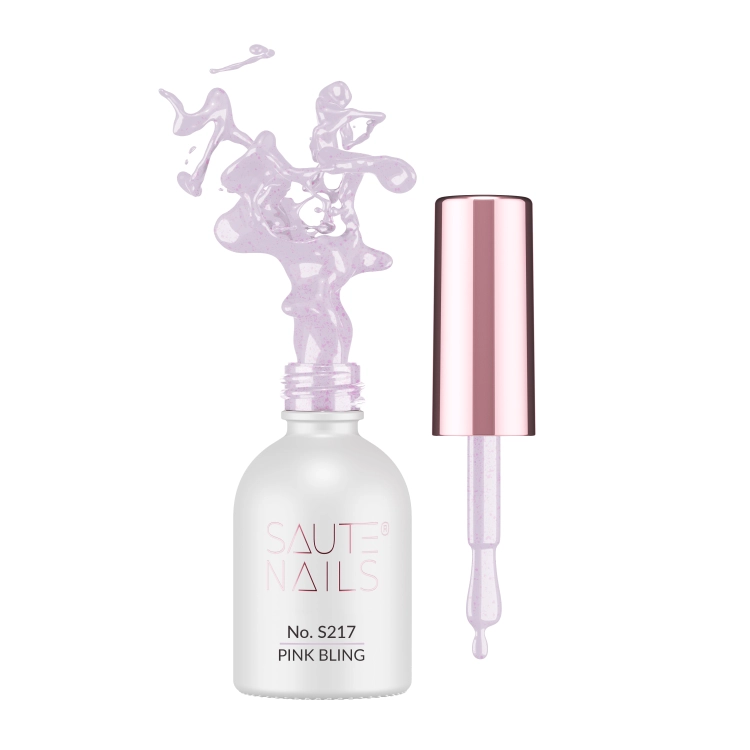 Lakier hybrydowy S217 Pink Bling Saute Nails