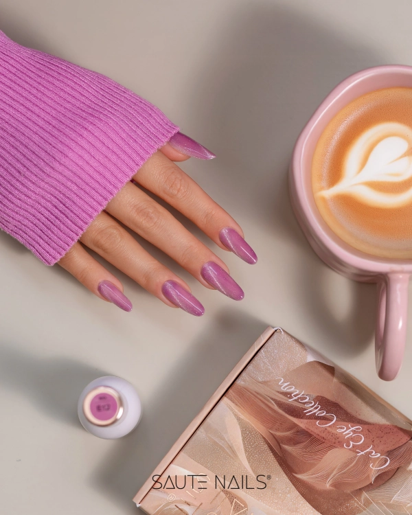 Lakier hybrydowy E12 Cat Effect Saute Nails – stylizacja