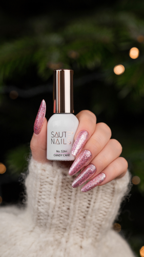 różowy brokat saute nails