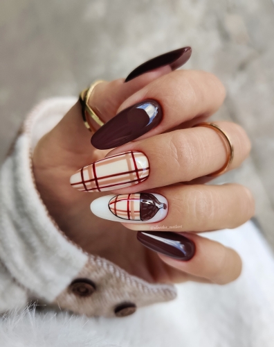 brązowy kolor saute nails