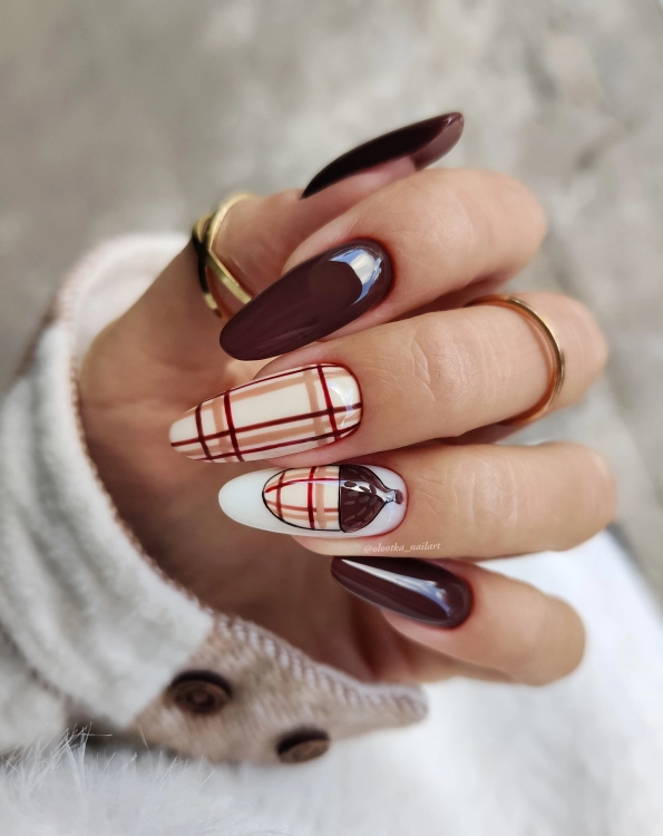 brązowy kolor saute nails