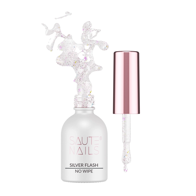 Silver Flash Top No Wipe saute nails