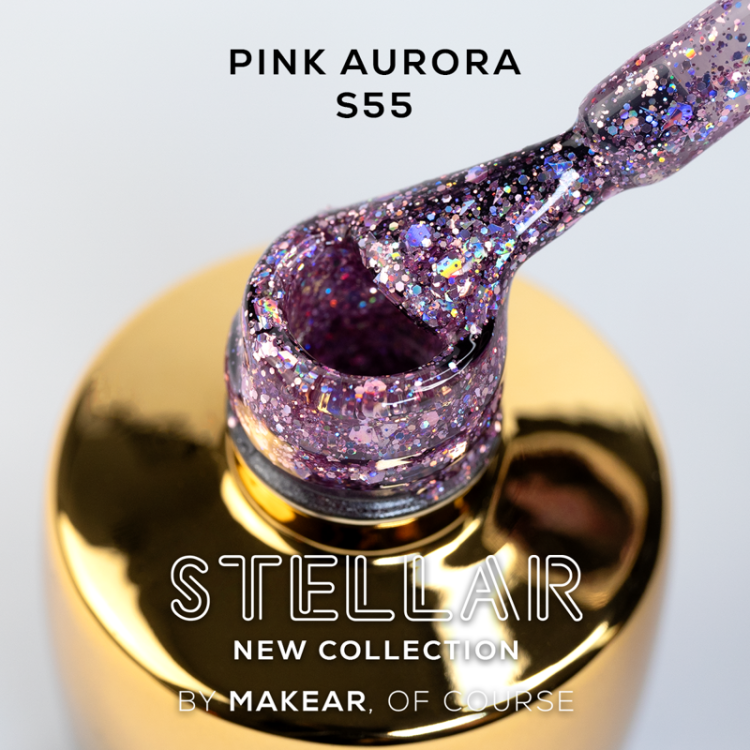 Lakier hybrydowy S55 Pink Aurora Makear 8ml-5656