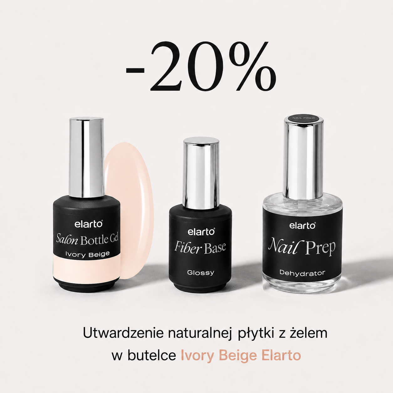 Utwardzenie naturalnej płytki z żelem w butelce Ivory Beige Elarto
