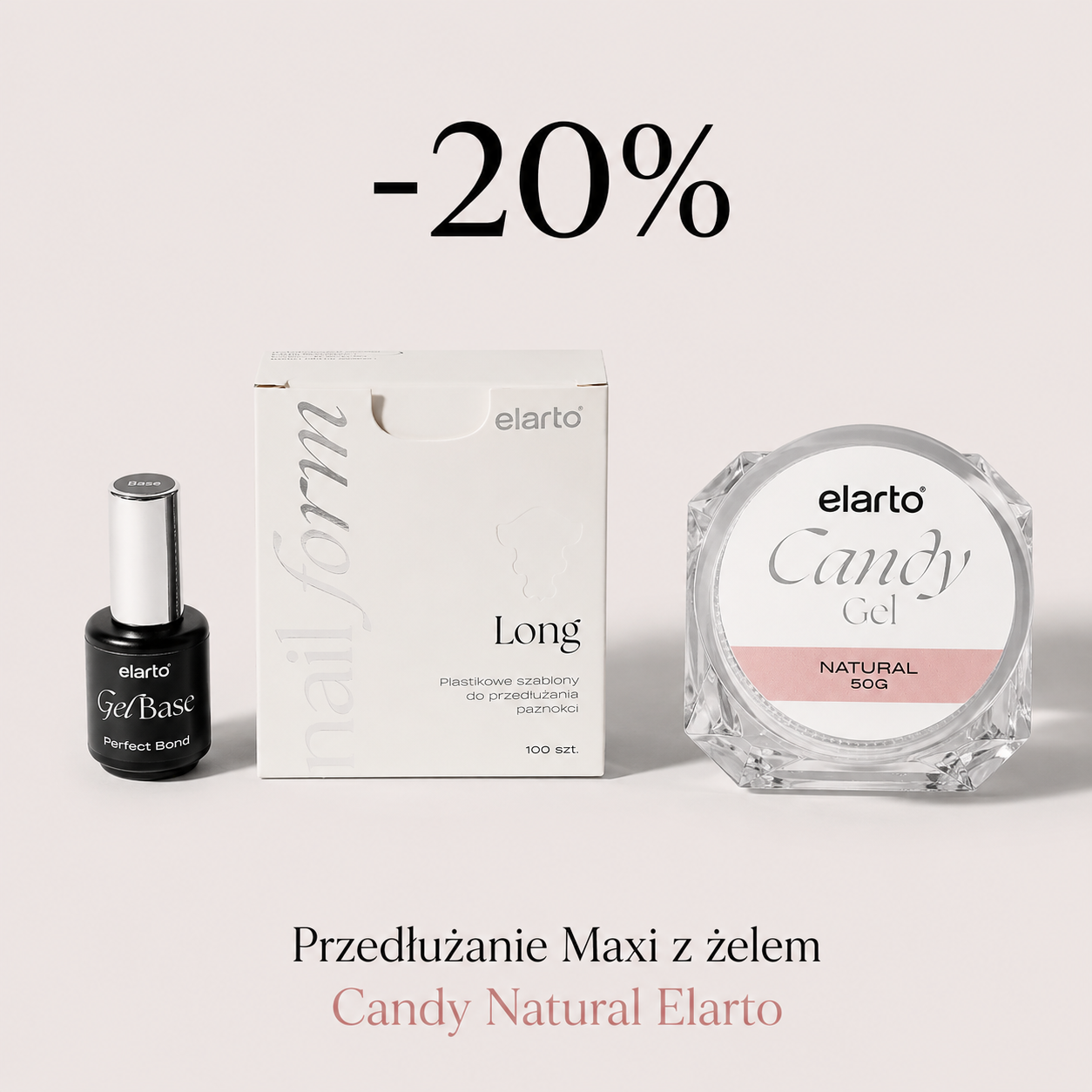 Przedłużanie Maxi z żelem Candy Natural Elarto